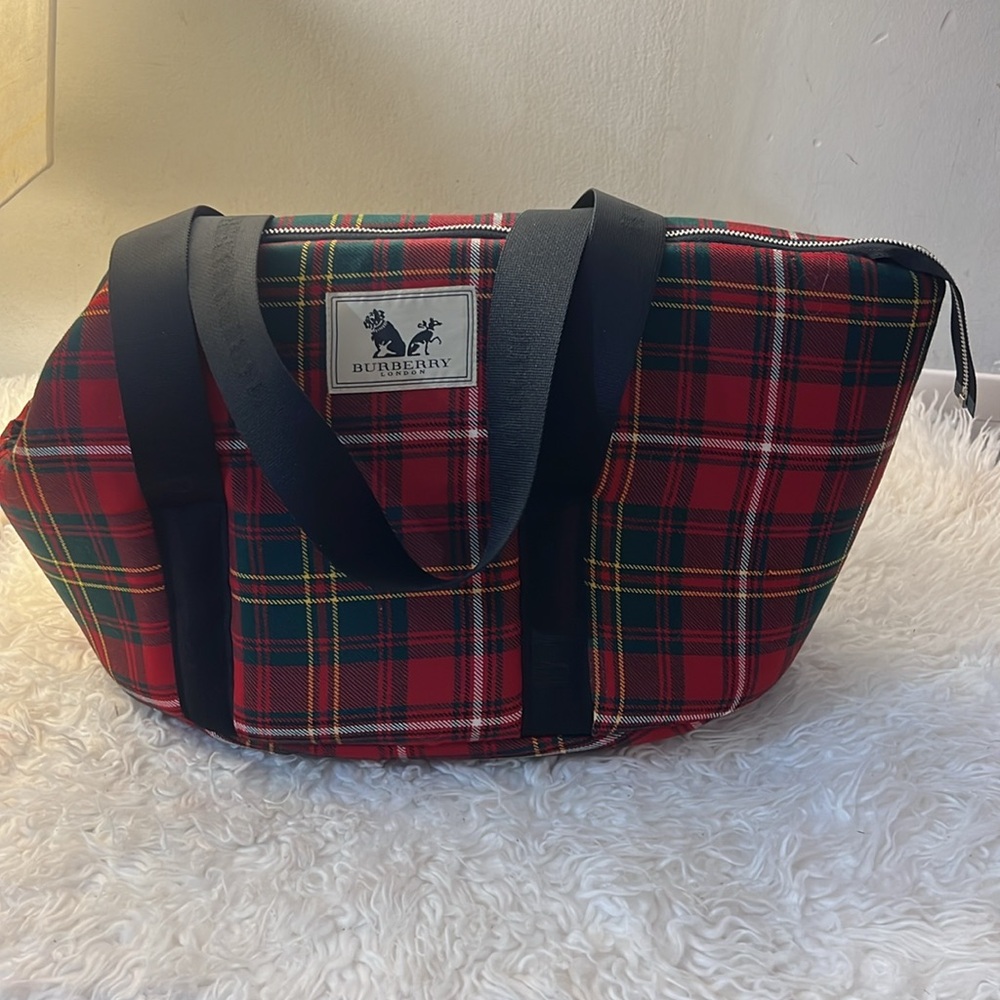 Burberry dog carrier red plaid